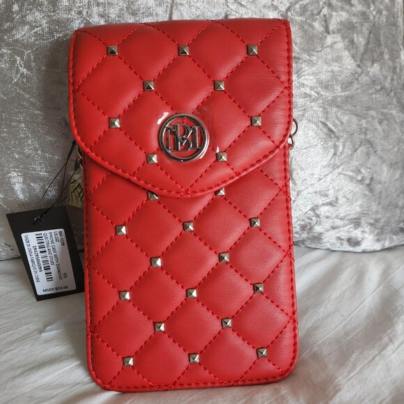Badgley Mischka Handbags - Badgley Mischka NWT Red Phone Case w/diamond quilting, strap, studs